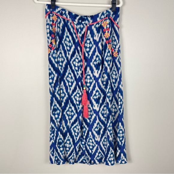 Soft Surroundings Maxi Skirt Blue Ikat Womens Petite Small Bohemian Hippie - Picture 1 of 8